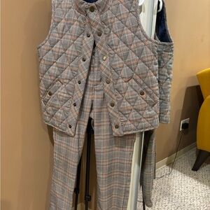 Janie and Jack Plaid Kids Matching Set - Gray and Orange